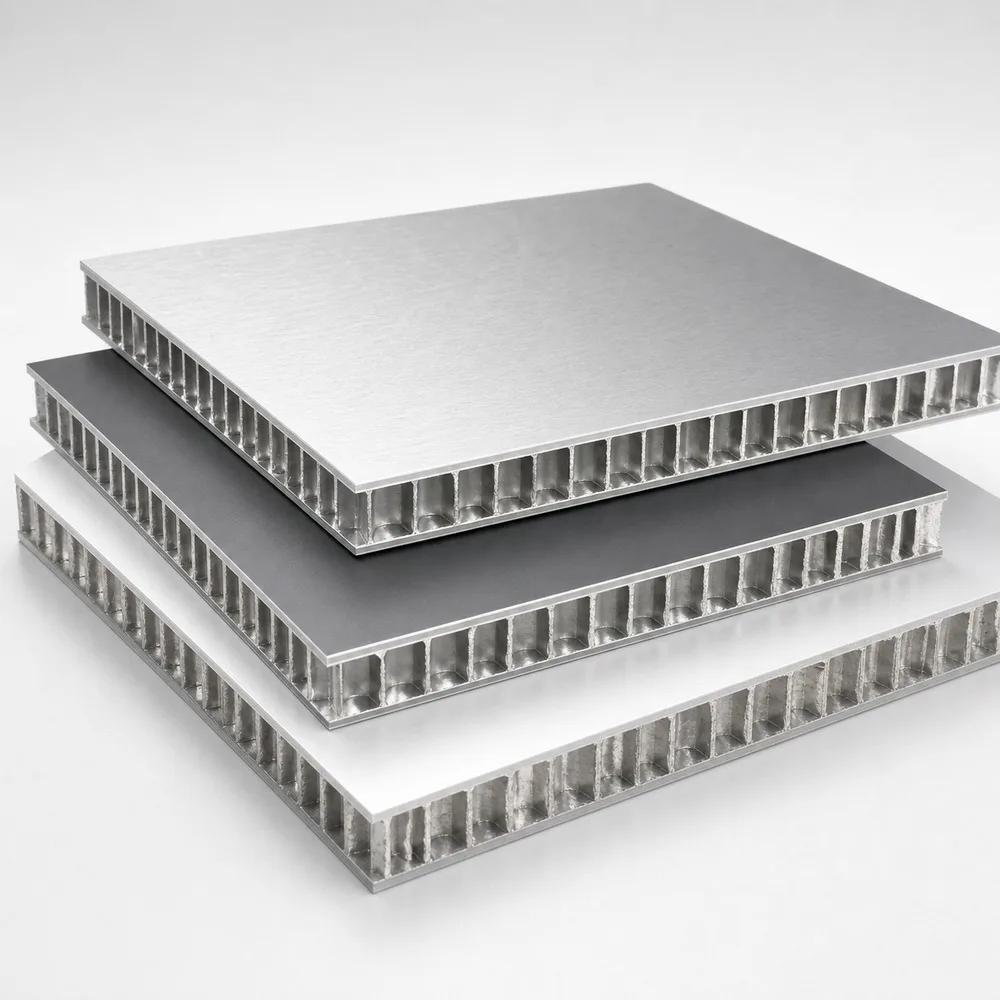 Aluminum honeycomb core samples for public interior panel comparison