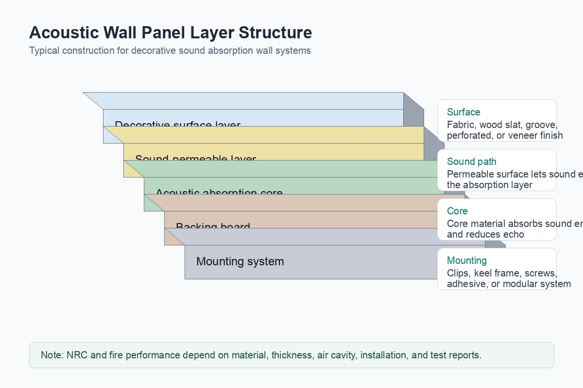 Acoustic wall panel layer structure diagram