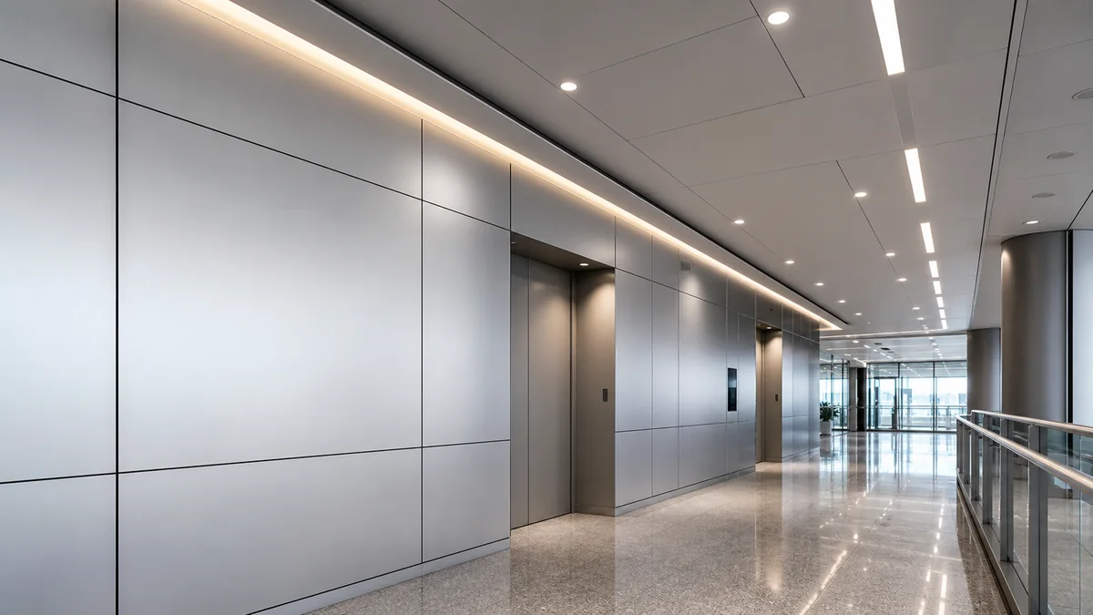 Aluminum honeycomb panel installation detail for wall and ceiling systems