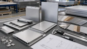 Aluminum panel edge folding and stiffener fabrication details for facade panels