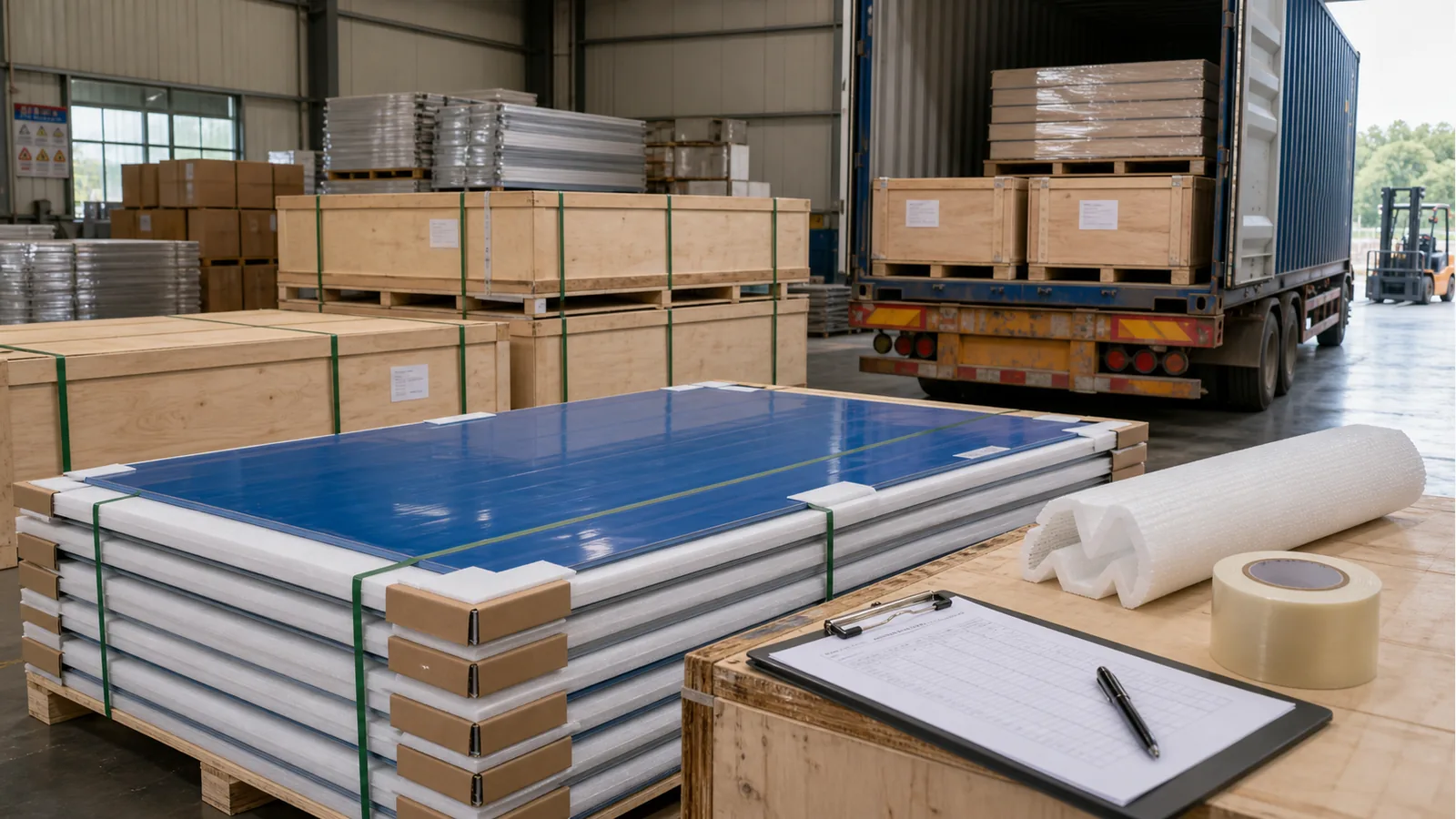 Aluminum panel export packing and container loading