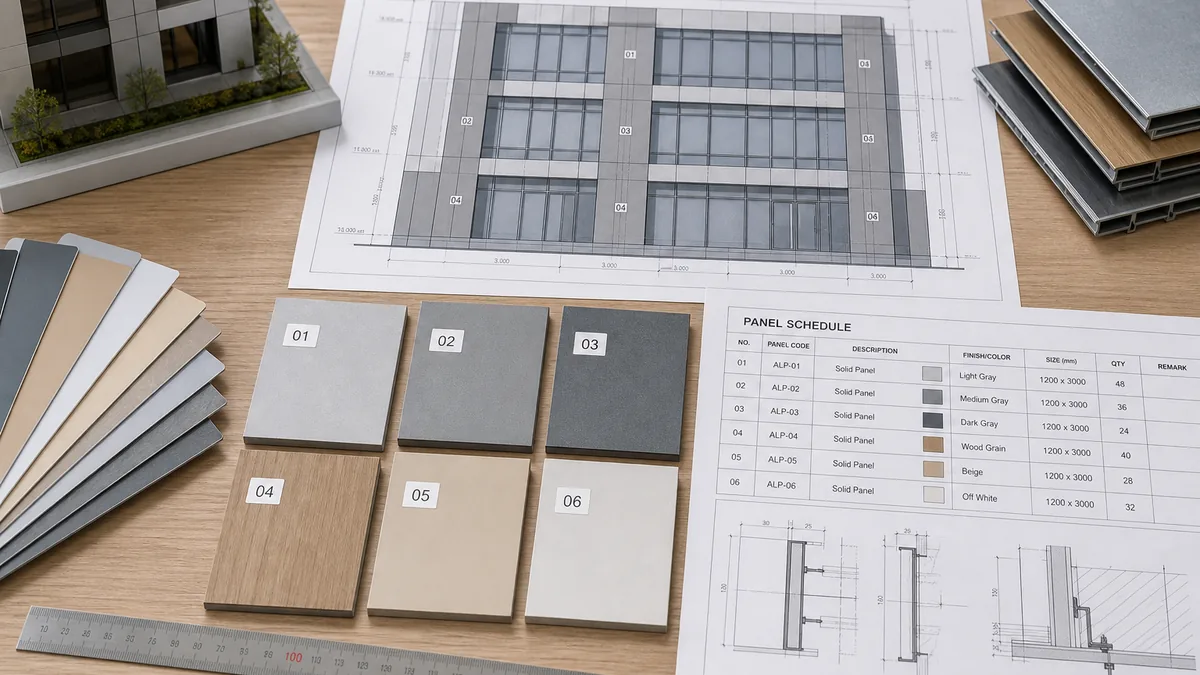 Aluminum panel shop drawing and panel numbering for facade installation