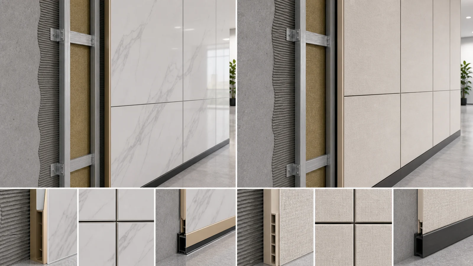Interior wall panel installation detail for Carbon Crystal Panel and Bamboo Fiber Wall Panel