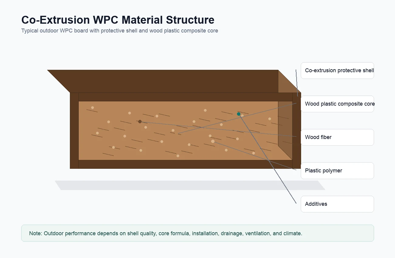 Co-extrusion WPC material structure diagram