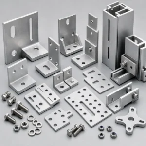 Curtain wall angle brackets and corner connectors for aluminum facade panel installation systems