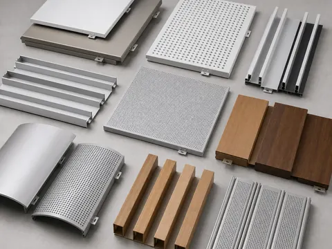 Aluminum ceiling and soffit panels for canopy and public building applications