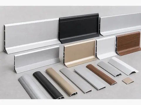 Aluminum skirting board and trim profile for interior wall floor transitions