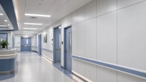 Ice-Fire Board used as hospital corridor wall cladding