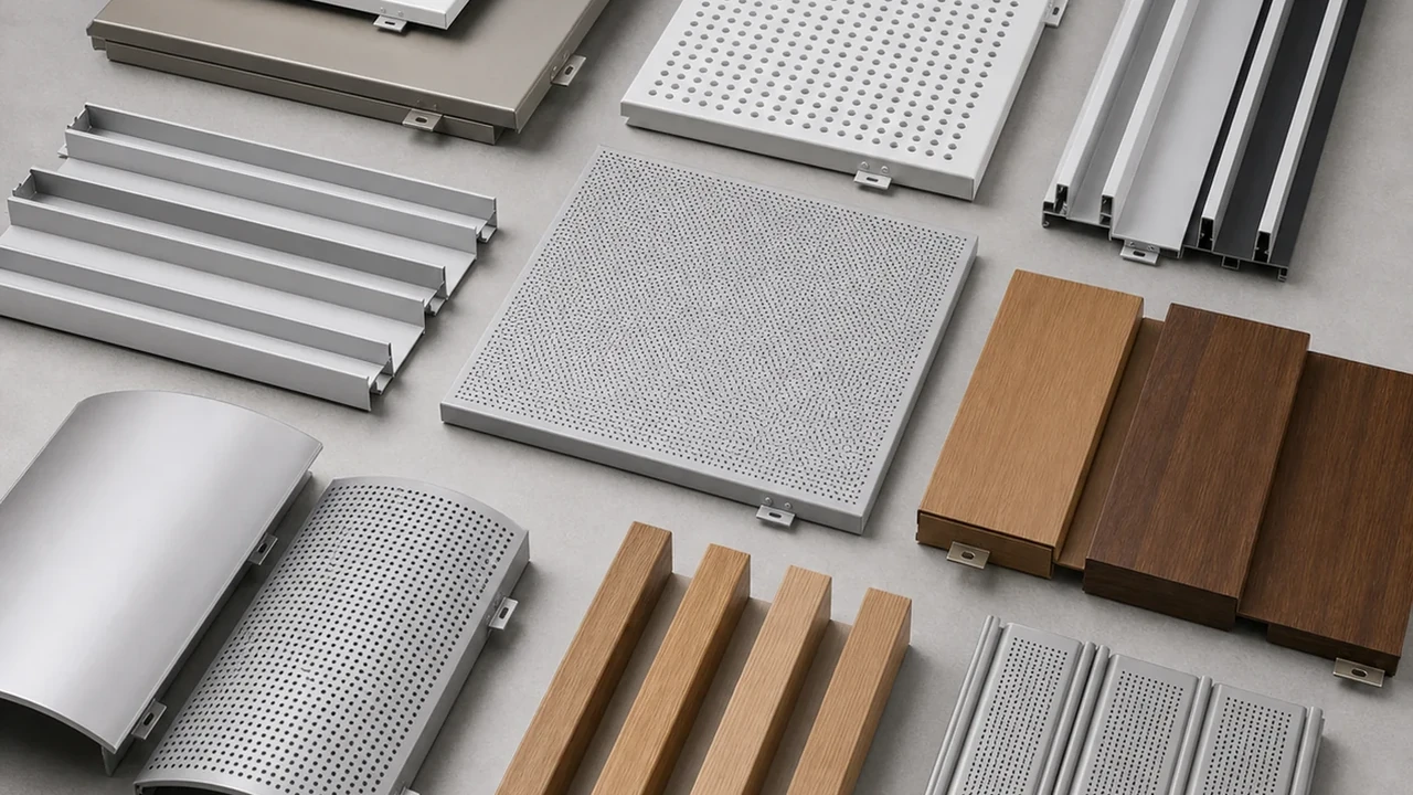Aluminum ceiling and soffit panel materials for canopy corridor and transport building applications