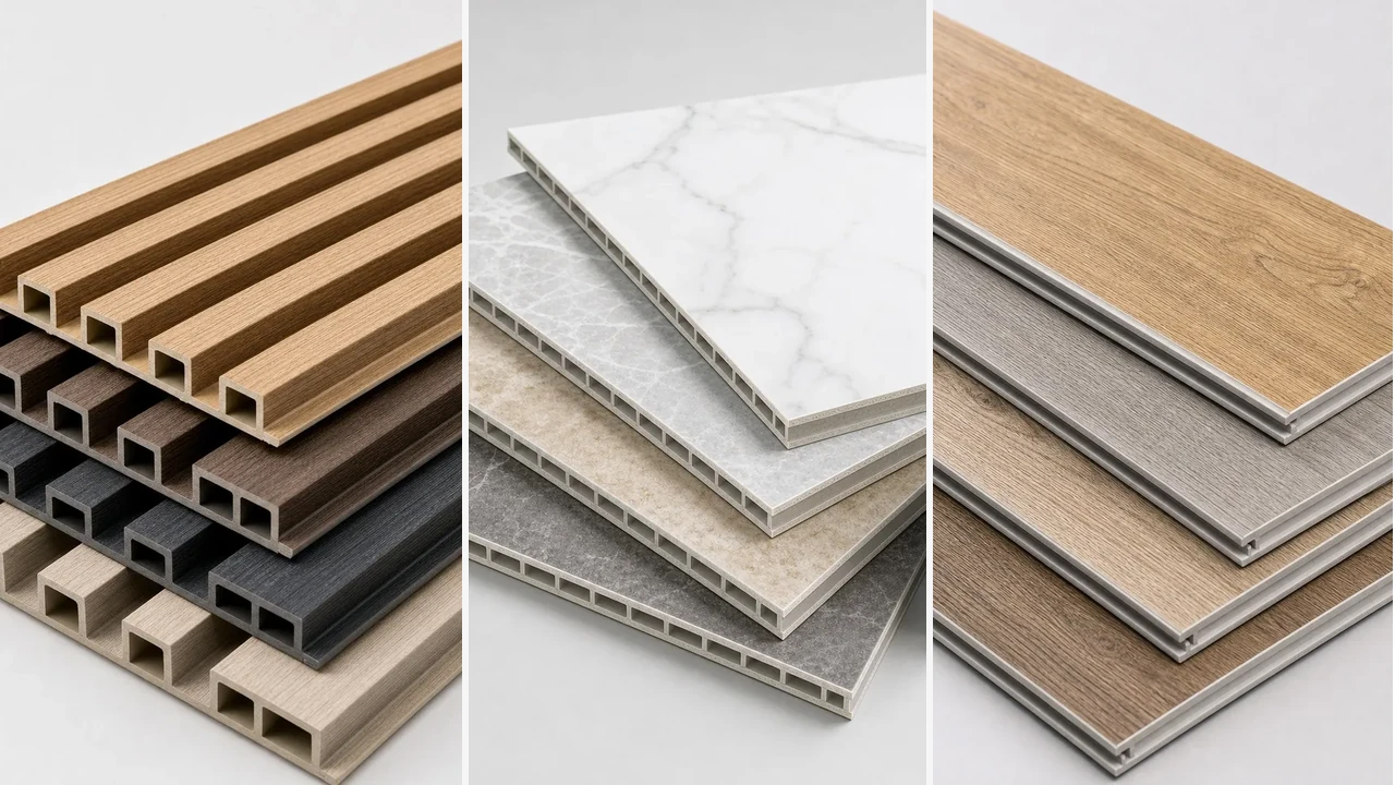WPC fluted wall panels SPC wall panels flooring and trim materials for office and retail fit-out
