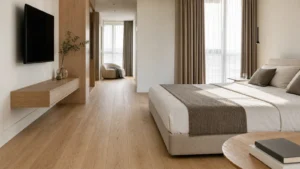 SPC flooring used in apartment and hotel interior renovation projects